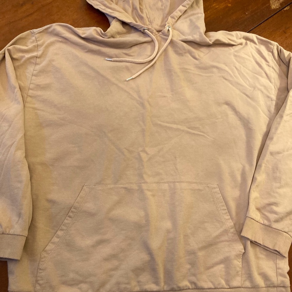 ASOS cream ivory cotton pullover hoodie drawstring neck